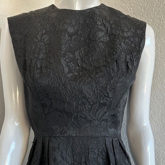 SALE 🔥 60s Pencil Dress Black Jacquard Midi Dress Size Small Mrs. Maisel Madmen - Picture 4 of 8